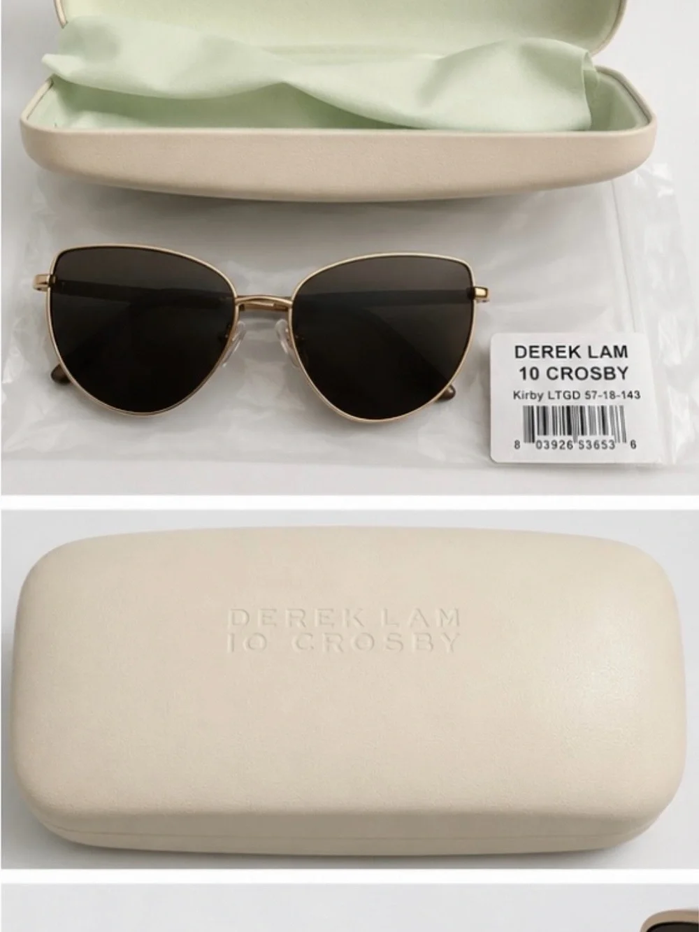 Derek Lam Gold Frame Black Lens Cat-Eye Sunglasses